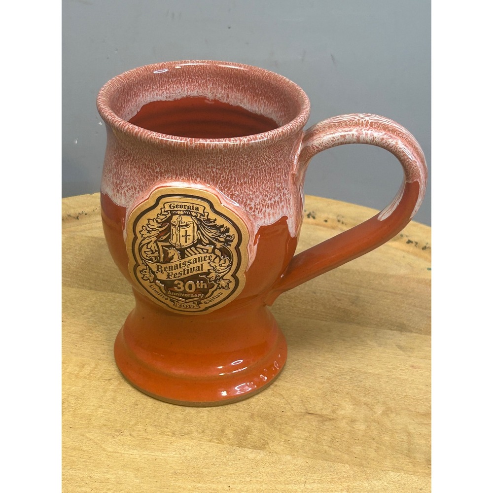 Grey Fox Pottery Mug Unisex Orange Georgia Renaissance Festival 30th Anniv 2015